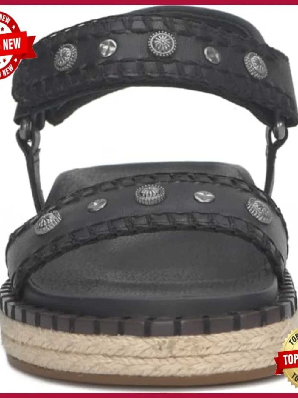 Leather footbed platform sandals with studded straps